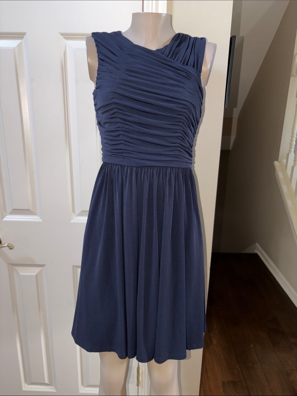 NWT Brooks Brothers Navy Sleeveless Ruched  Dress, small